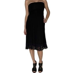 WHITE House Black Market Black Lace Strapless Midi Dress Size Extra Small